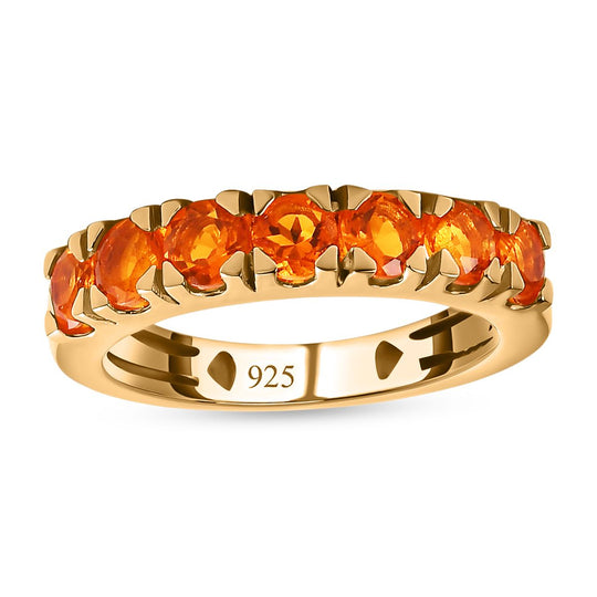Salamanca Feueropal Ring, 925 Silber Gelbgold Vermeil, ca. 0.90 ct