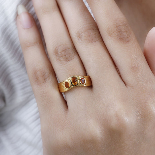 Salamanca Feueropal Ring, 925 Silber vergoldet, ca. 0.40 ct