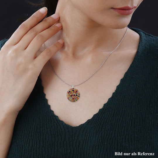 Mehrfarbig Saphir Anhänger, 925 Silber rhodiniert ca. 18.09 ct