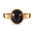 Natürlicher Schwarzer Stern Saphir Ring, 925 Silber Gelbgold Vermeil (Größe 19.00) ca. 4.35 ct