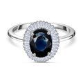 AAAA Australischer blauer Saphir, Weißer Diamant Ringe 950 Platin (Größe 19.00) ca. 1,60 ct