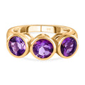 AA Mashamba Amethyst, Weißer Zirkon Ring, 925 Silber Gelbgold Vermeil, (Größe 16.00), ca. 2.37 ct