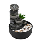 DIY Wasserbrunnen, LED-Lichtkaskade mit Kristallkugel, Größe:21.5x21.5x27cm, grau