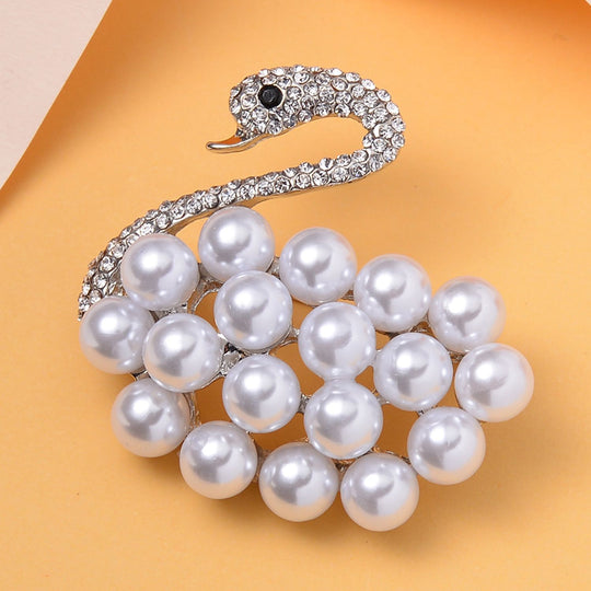 Schwarzer Kristall, Kunststoff Perle Brosche
