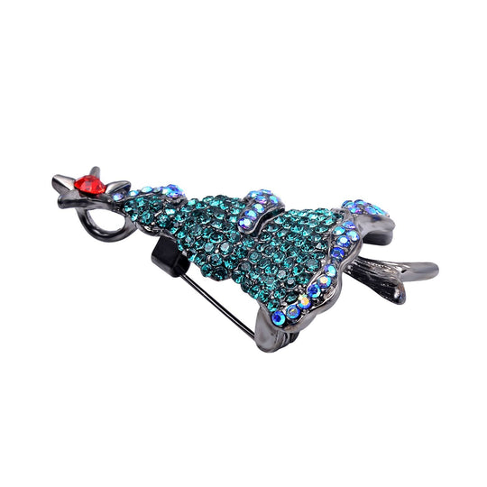 Mehrfarbiger Weihnachtsbaum, Verwandelbarer Schmuck, Kristall Anhänger und Brosche Duo, schwarz