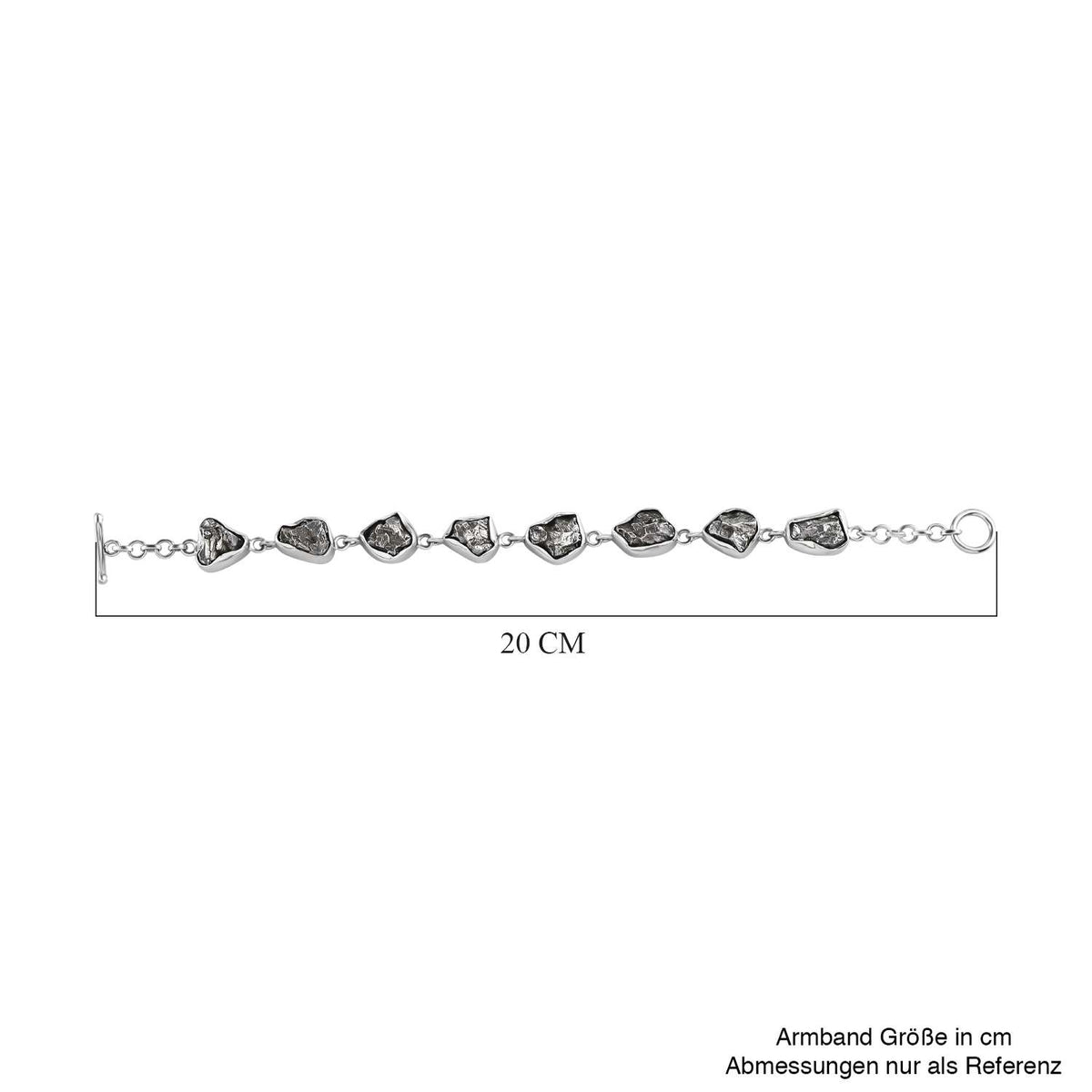 Muonionalusta Meteorit Armband, ca. 19 cm, 925 Silber rhodiniert, ca. 72.16 ct