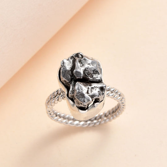 Meteorit Ring, 925 Silber rhodiniert, ca. 18.00 ct