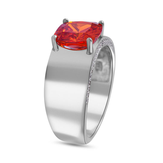 LUSTRO STELLA - Orange Zirkonia, weißer Zirkonia Ring, 925 Silber rhodiniert ca. 6.49 ct