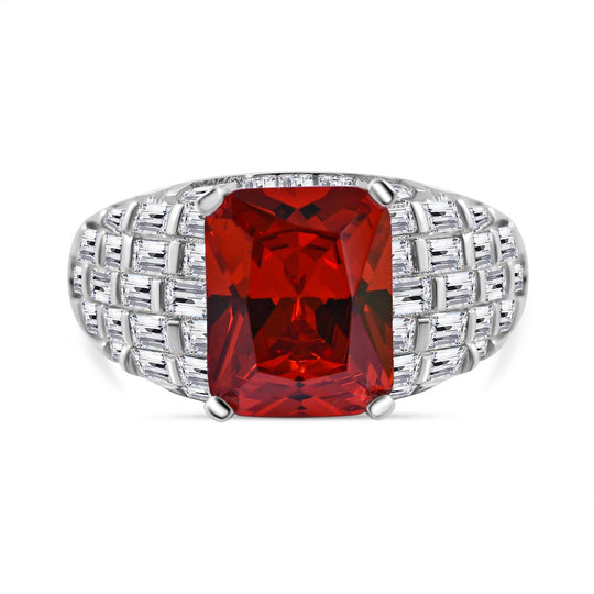 Orange Zirkonia, Weißer Zirkonia Ring, 925 Silber rhodiniert,