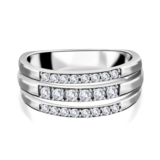 Lustro Stella - Weißer Zirkonia Ring, 925 Silber rhodiniert (Größe 20.00)