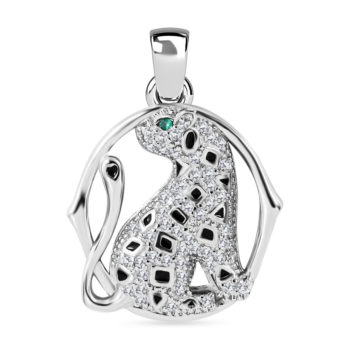 Grüner Zirkonia, Weißer Zirkonia Anhänger 925 Silber rhodiniert ca. 0.55 ct