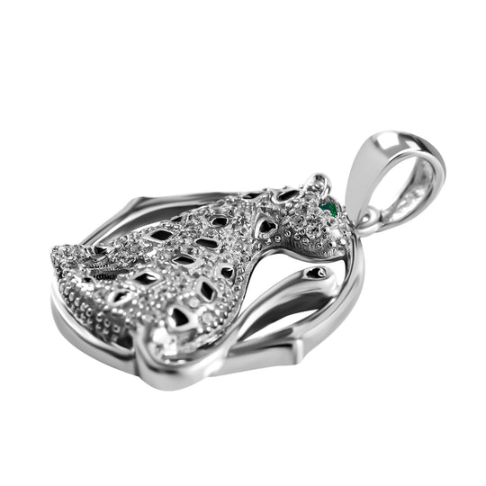 Grüner Zirkonia, Weißer Zirkonia Anhänger 925 Silber rhodiniert ca. 0.55 ct