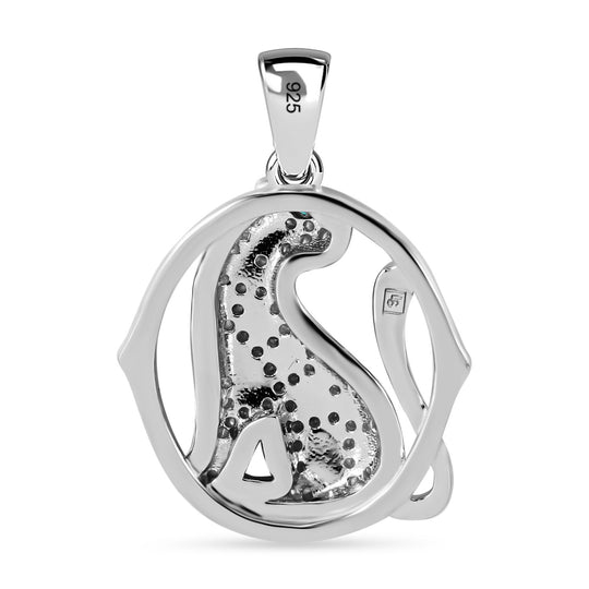 Grüner Zirkonia, Weißer Zirkonia Anhänger 925 Silber rhodiniert ca. 0.55 ct