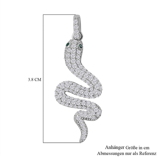 Grüner Zirkonia, Weißer Zirkonia Anhänger 925 Silber rhodiniert ca. 2.04 ct