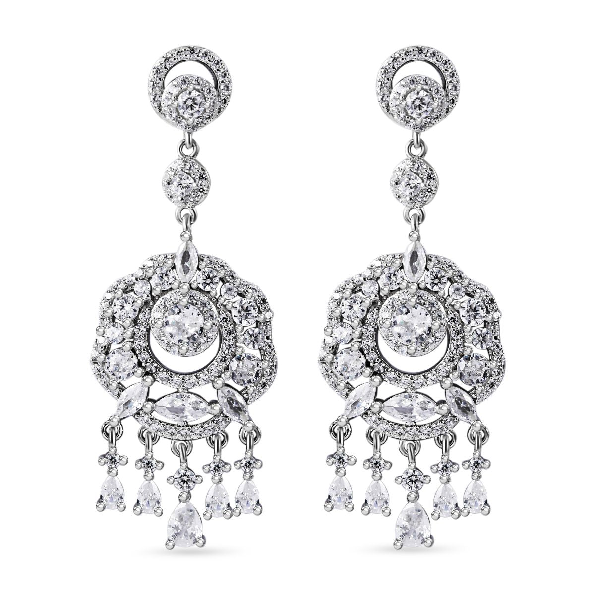 LUSTRO STELLA - Weißer Zirkonia Ohrringe, 925 Silber rhodiniert, ca. 7.92 ct
