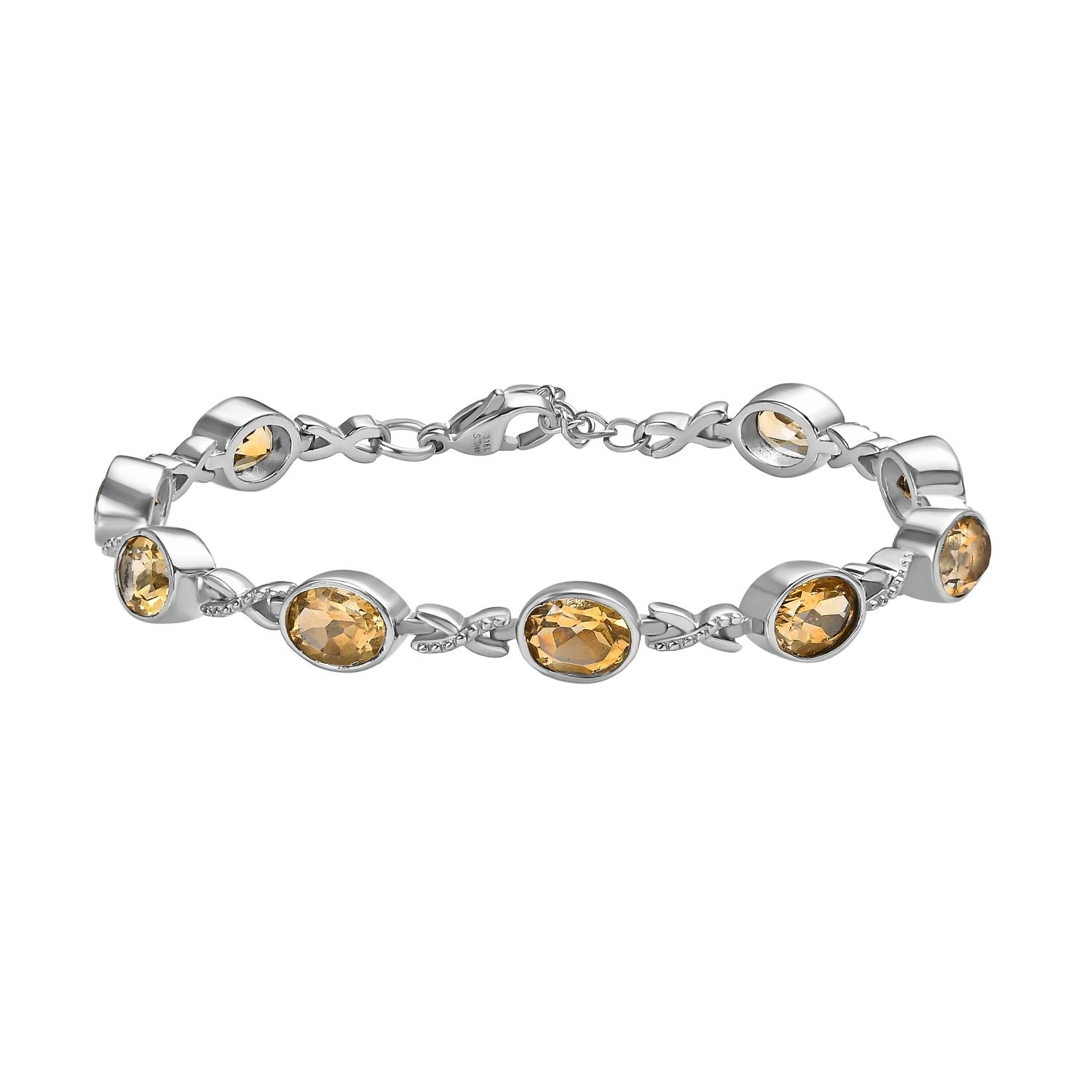 Citrin Armband ca. 18 cm Edelstahl ca. 11.47 ct