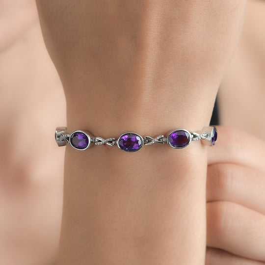 Afrikanischer Amethyst Armband, ca. 18 cm Edelstahl ca. 10.48 ct
