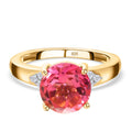 Sunset Quarz Triplette, Weißer Zirkon Ring, 925 Silber Gelbgold Vermeil (Größe 16.00) ca. 3.36 ct