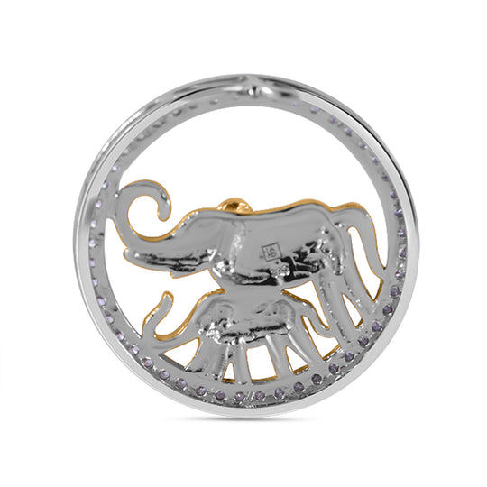 LUSTRO STELLA - Weißer Zirkonia Anhänger, 925 Silber, Elefantenmuster, 0.86 ct
