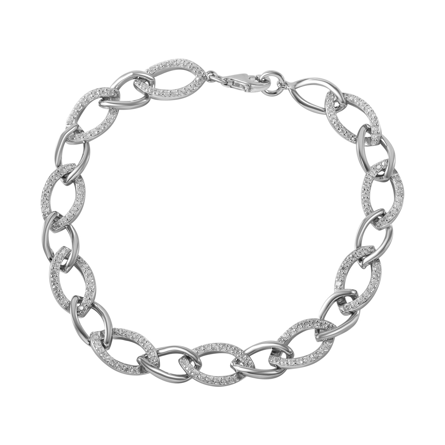 LUSTRO STELLA - Weißer Zirkonia Armband, ca. 19 cm, 925 Silber rhodiniert, ca. 11.1g