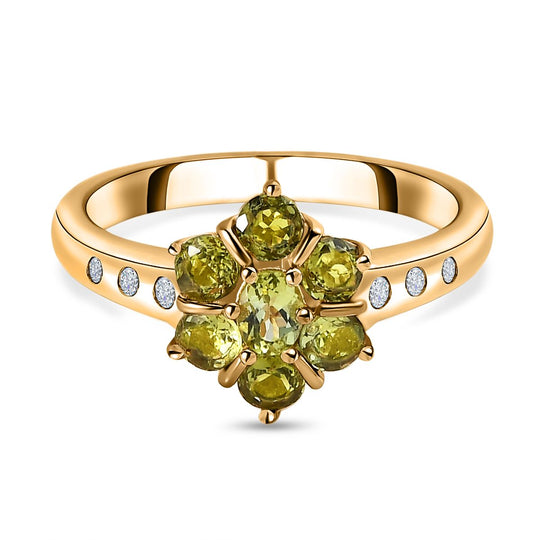 Natürlicher AA Calabar-Turmalin Ring, 925 Silber Gelbgold Vermeil, (Größe 19.00) ca. 1.02 ct