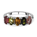Mehrfarbiger-Turmalin Ring, 925 Silber platiniert (Größe 16.00) ca. 2.13 ct