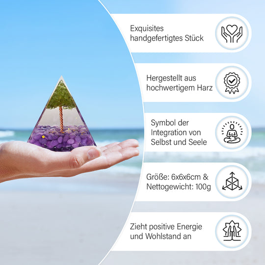 Edelstein Pyramide mit Obsidian und Amethyst, Amethyst