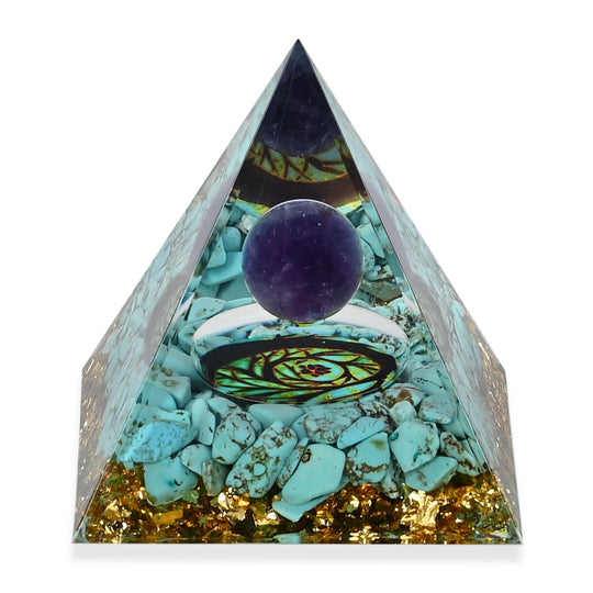 Edelstein Pyramide mit Obsidian und Amethyst, Amethyst