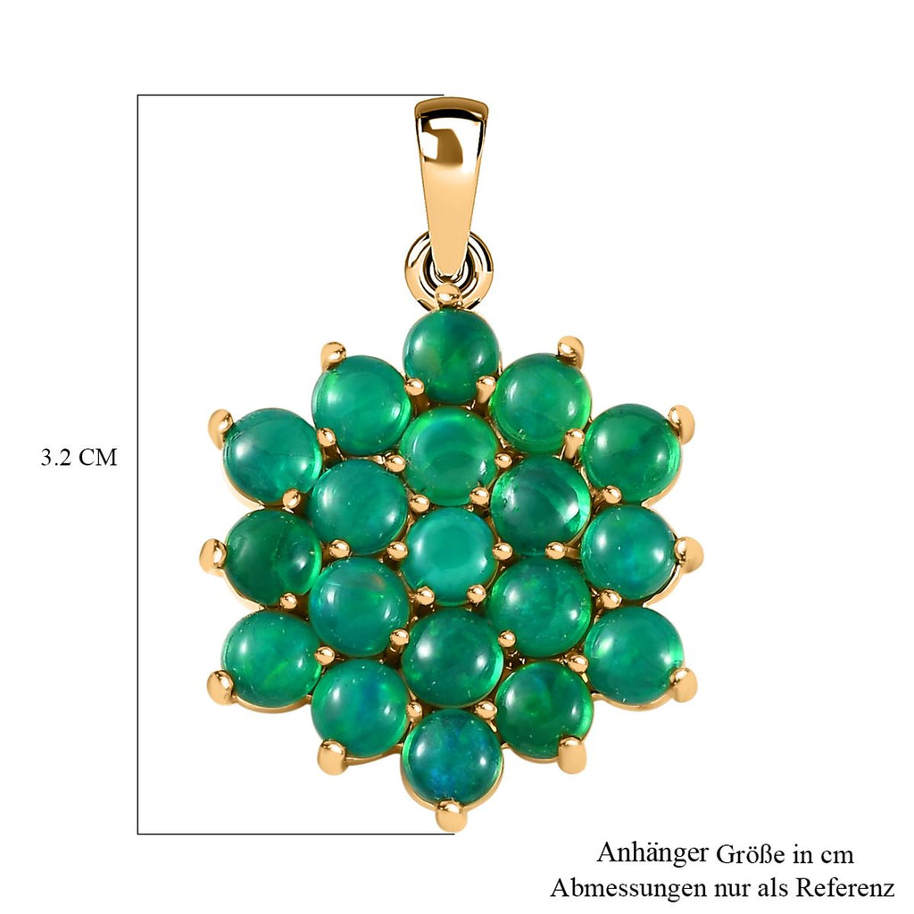 Grün, äthiopischer Welo Opal Anhänger, 925 Silber Gelbgold Vermeil, ca. 2.95 ct