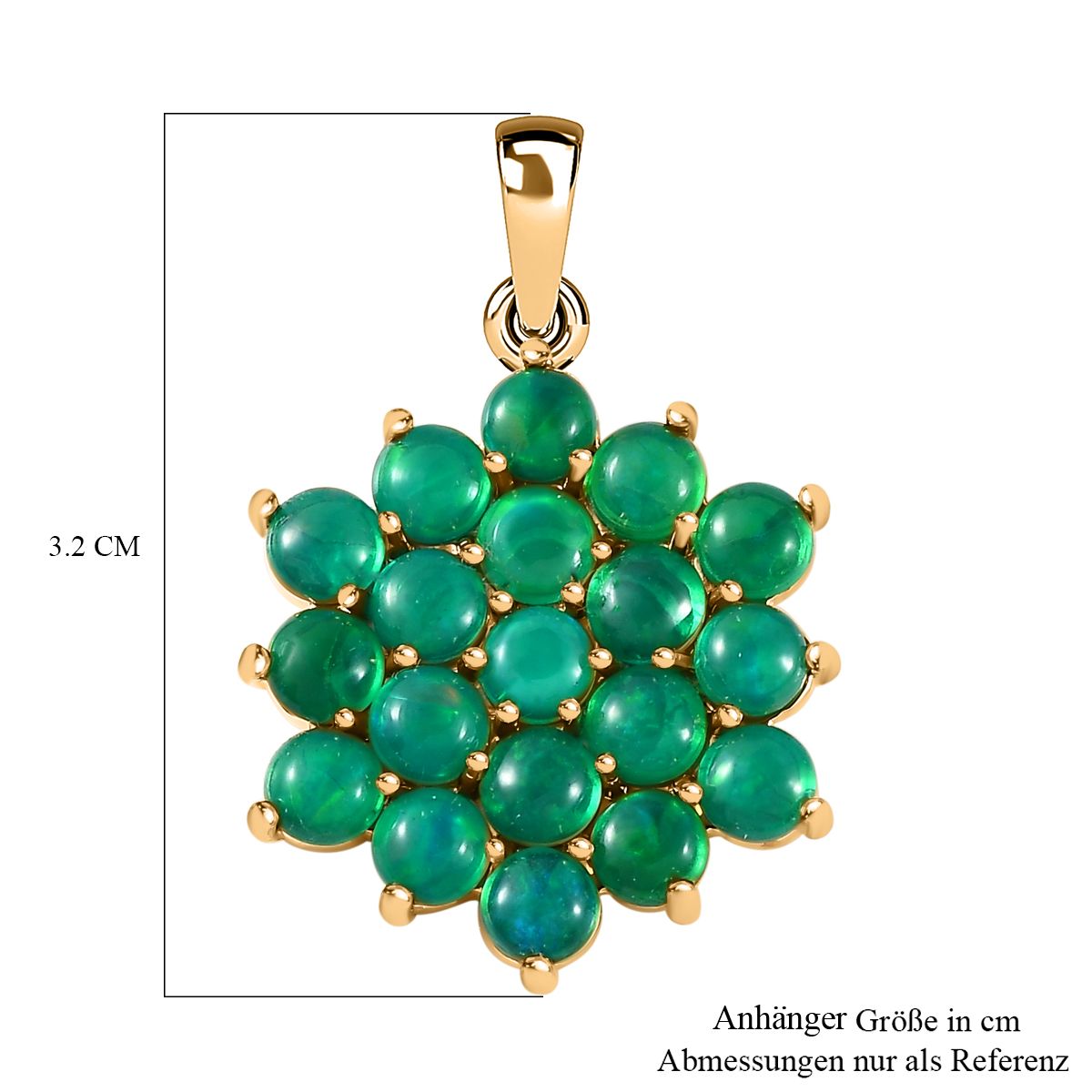 Grün, äthiopischer Welo Opal Anhänger, 925 Silber Gelbgold Vermeil, ca. 2.95 ct