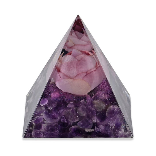 Edelstein Pyramide mit Obsidian und Amethyst, Amethyst