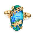 GP Trionfo Kollektion - Pfau Quarz Triplette, Kanchanaburi Blauer Saphir Ring, 925 Silber Gelbgold Vermeil, (Größe 17.00) ca. 9.52 ct
