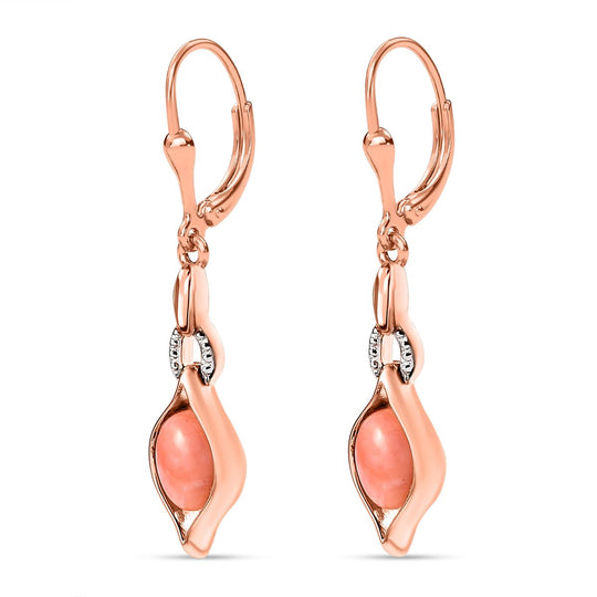 AA Oregon Sonnenaufgang Pfirsich Opal Ohrringe, 925 Silber Roségold Vermeil ca. 1.79 ct