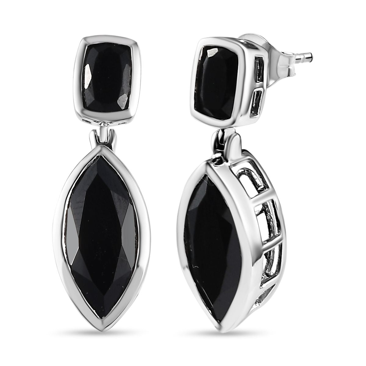 Schwarzer Spinell Ohrringe, 925 Silber platiniert, ca. 11.46 ct