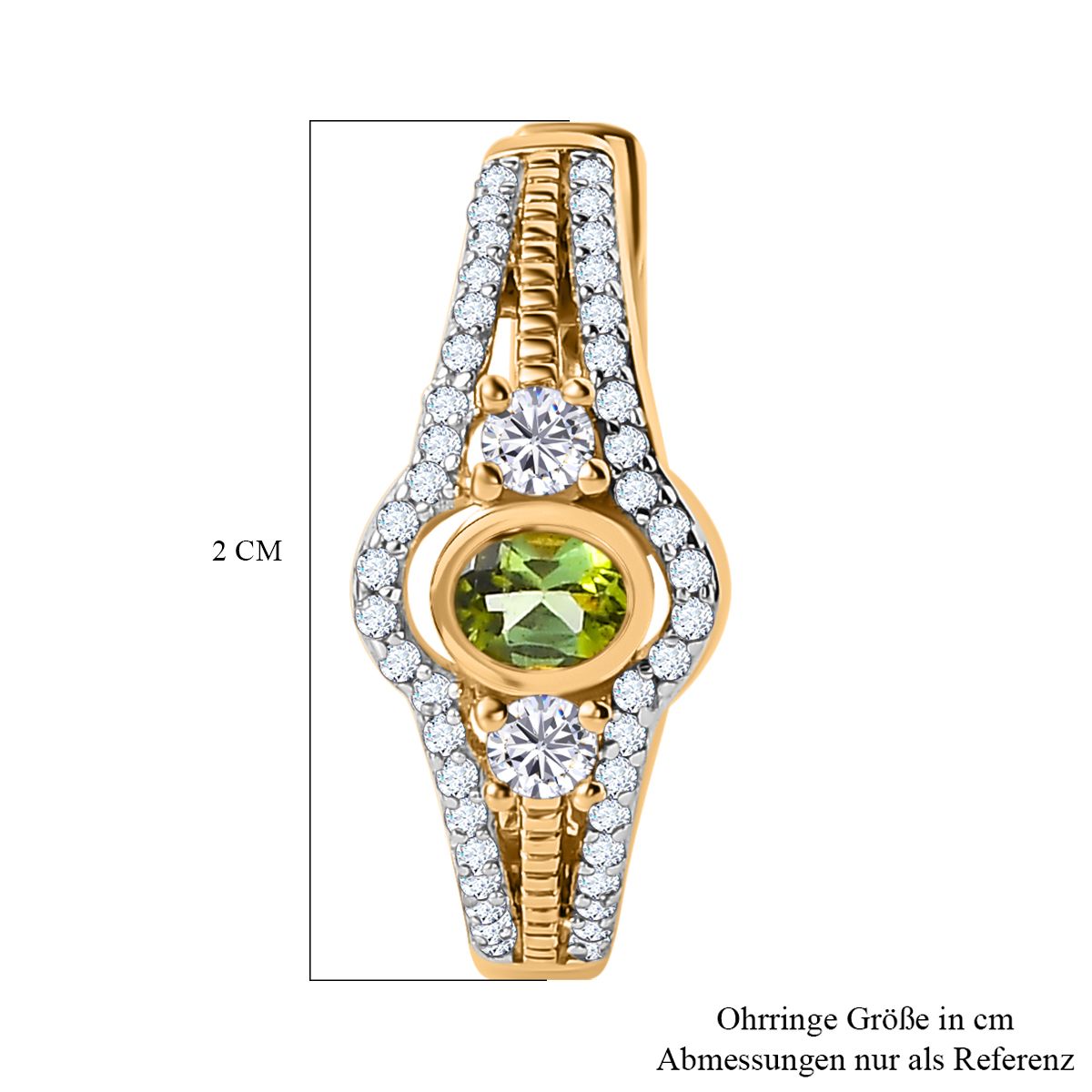 AA Calabar-Turmalin, Weißer Zirkon Ohrringe 925 Silber Gelbgold Vermeil ca. 1.55 ct