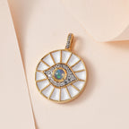 Natürlicher, äthiopischer Welo Opal, Weißer Zirkon Anhänger, 925 Silber Gelbgold Vermeil ca. 0.51 ct