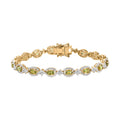 Natürliches AAA Calabar-Turmalin, Weißer Zirkon Armband, ca. 19 cm, 925 Silber Gelbgold Vermeil, ca. 7.01 ct