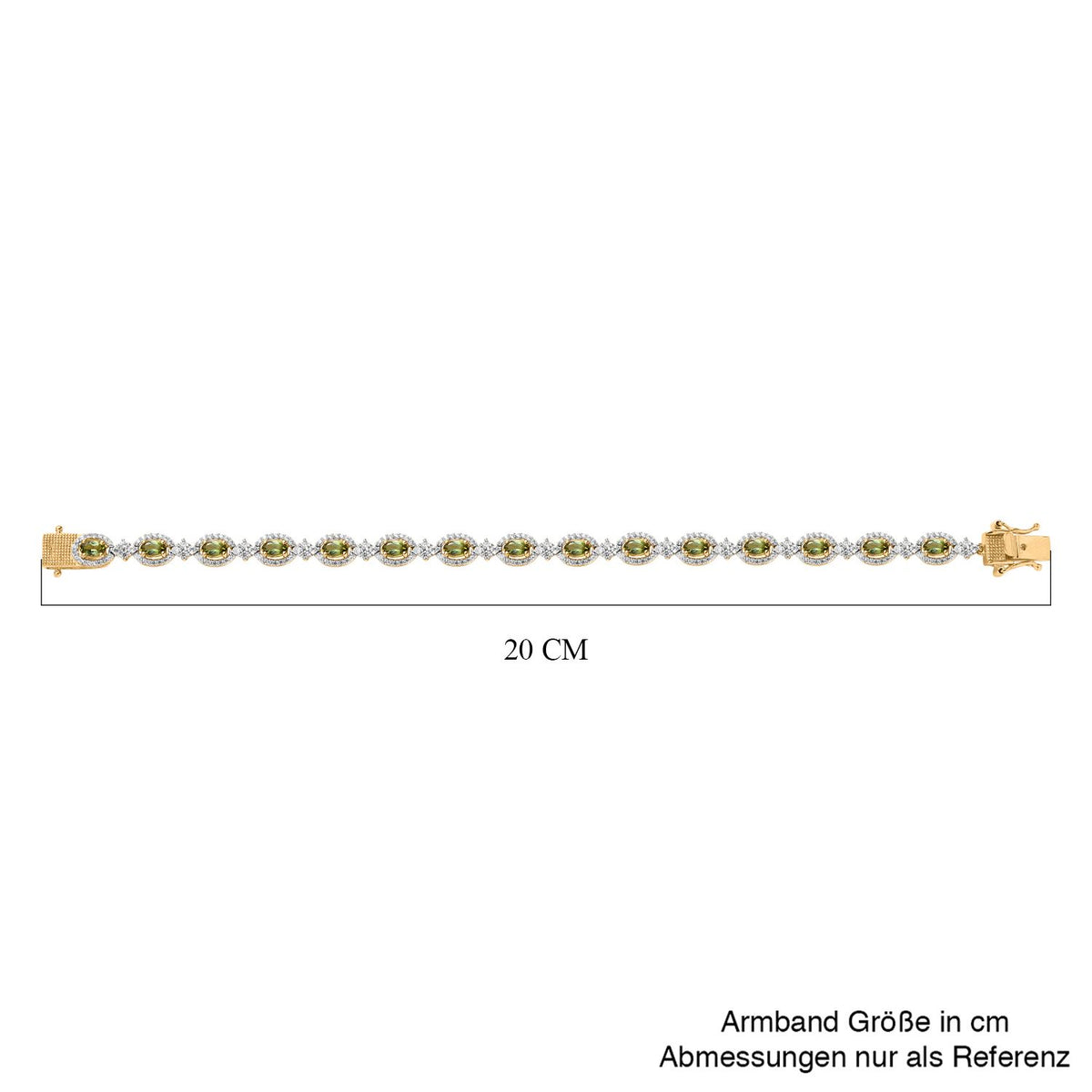 Natürliches AAA Calabar-Turmalin, Weißer Zirkon Armband, ca. 19 cm, 925 Silber Gelbgold Vermeil, ca. 7.01 ct