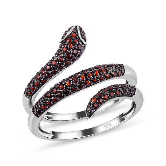 Roter Granat Ring, 925 Silber Zweifarbig, , ca. 0.95 ct