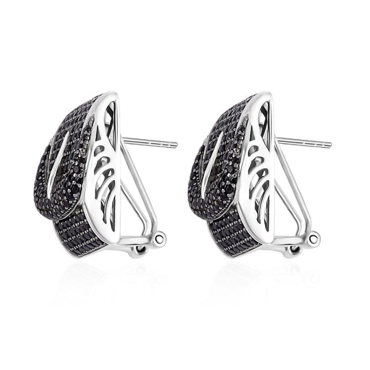 Schwarzer Spinell Ohrringe, 925 Silber, ca. 2.11 ct