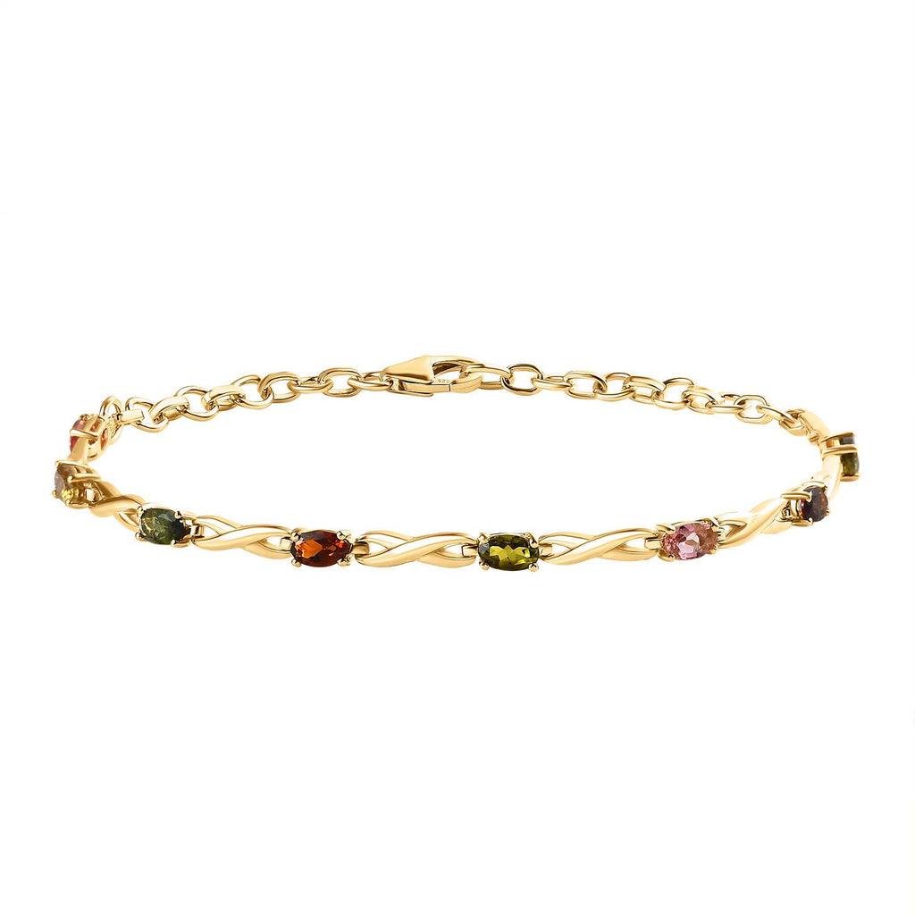 Mehrfarbiges-Turmalin Armband, ca. 20 cm, 925 Silber vergoldet, ca. 1.88 ct
