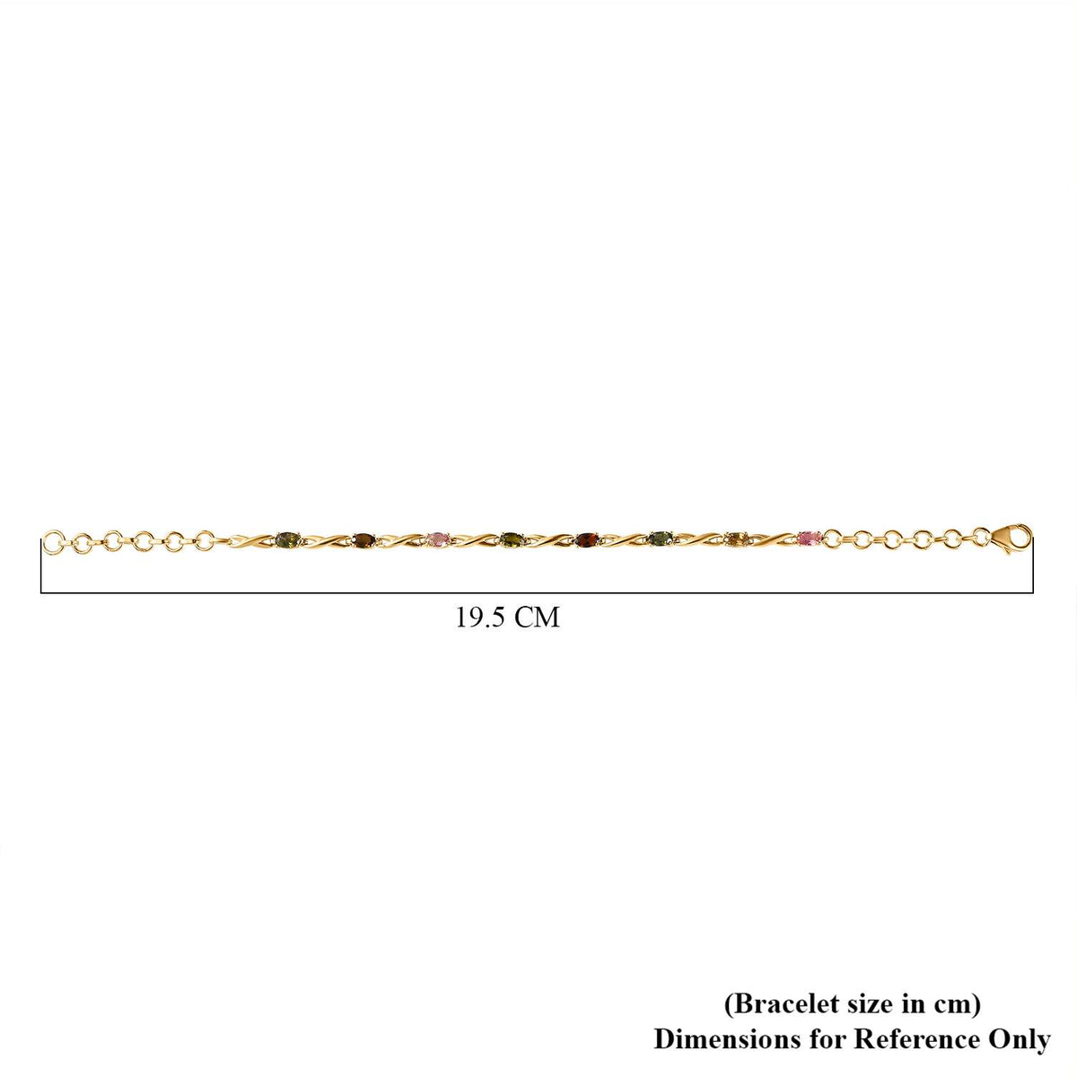 Mehrfarbiges-Turmalin Armband, ca. 20 cm, 925 Silber vergoldet, ca. 1.88 ct
