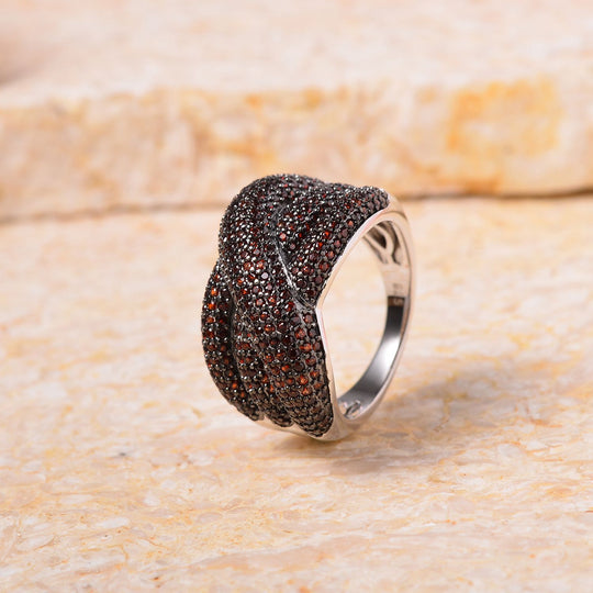 Natürlicher Mosambik Granat Ring, 925 Silber, , bicolor, ca. 2.46 ct