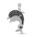 Schwarzer Spinell und Zirkon-Delfin-Anhänger - 0,20 ct.