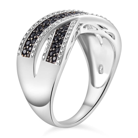 Schwarzer Spinell Ring, 925 Silber, ca. 0.30 ct