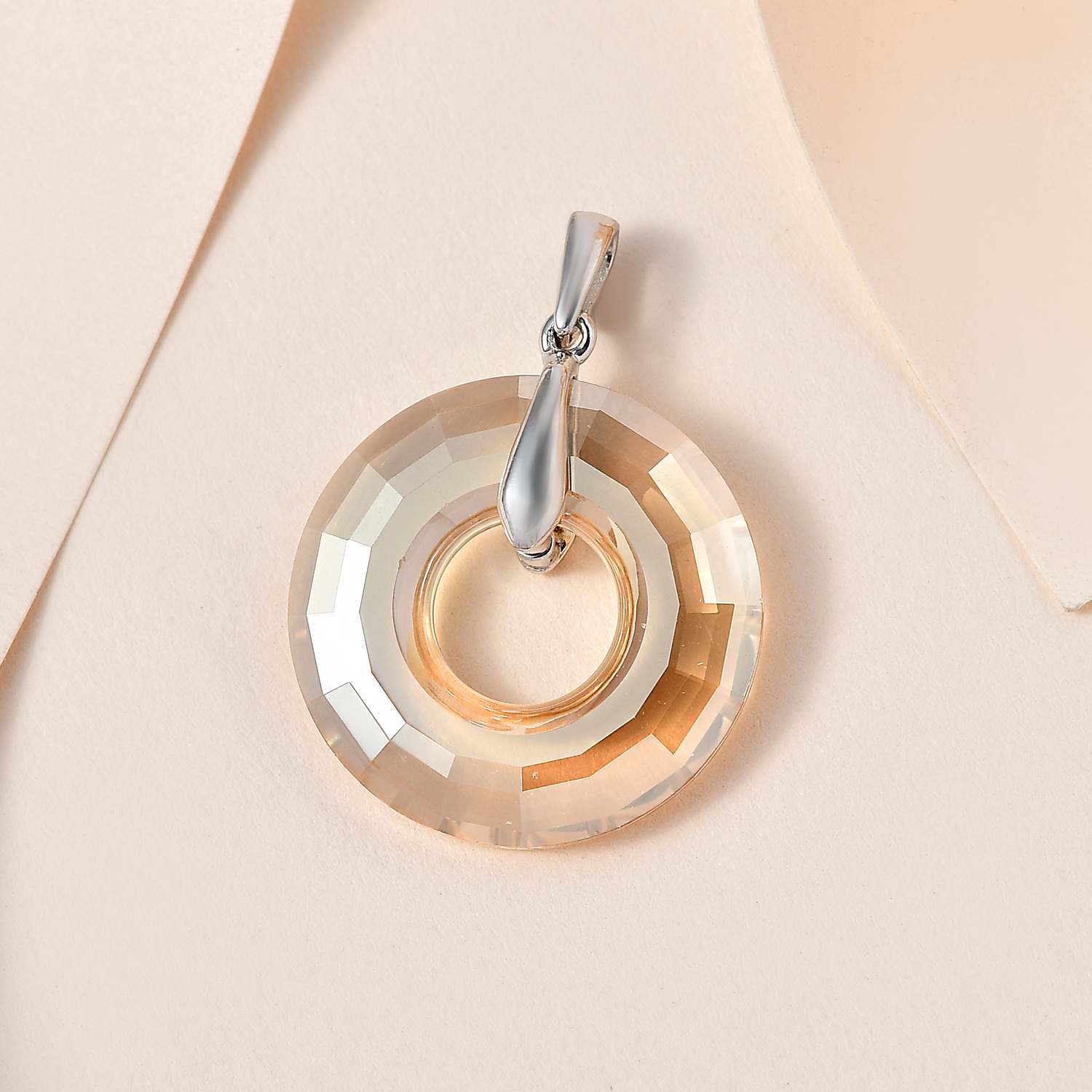 Kristall Anhänger, 925 Silber platiniert