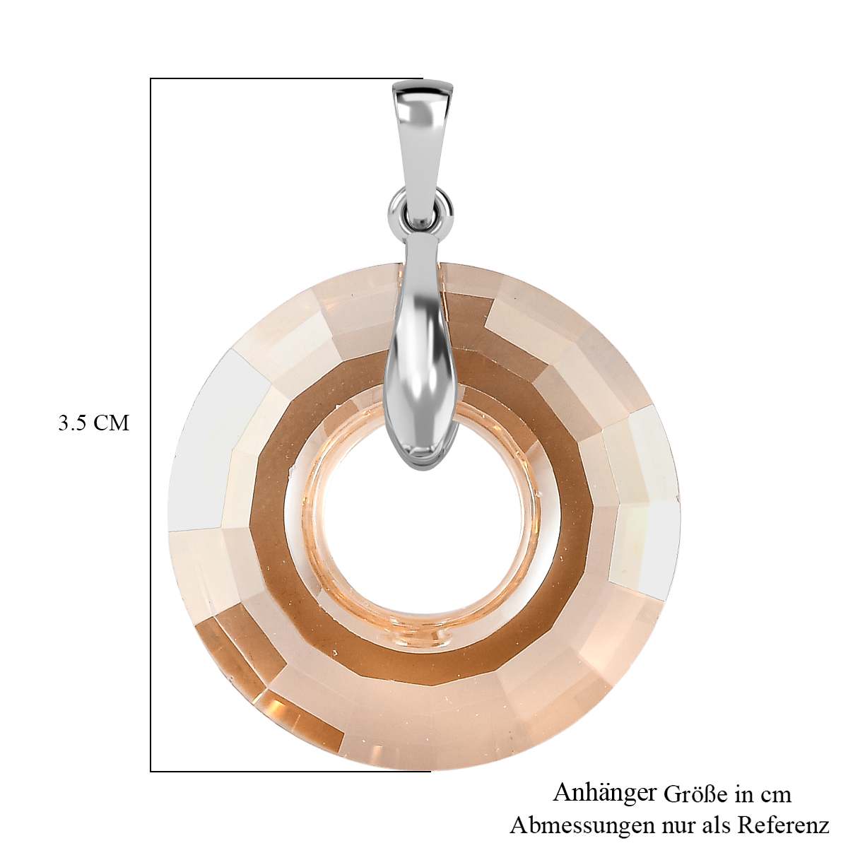 Kristall Anhänger, 925 Silber platiniert