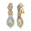 AA natürliche, äthiopische Welo-Opal und Zirkon-Ohrringe- 3,51 ct.