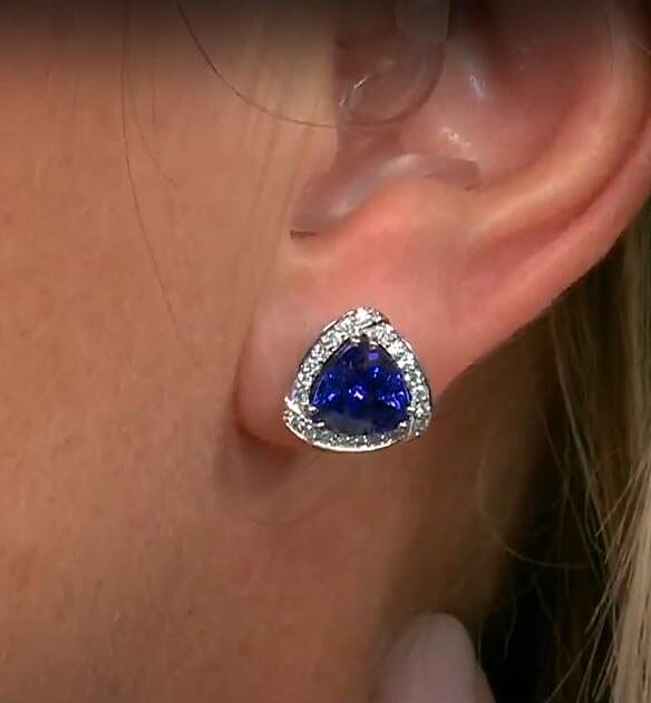 Rhapsody AAAA Tansanit, Weißer Diamant AGI zertifiziert Ohrringe 950 Platin ca. 4.00 ct