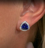 Rhapsody AAAA Tansanit, Weißer Diamant AGI zertifiziert Ohrringe 950 Platin ca. 4.00 ct